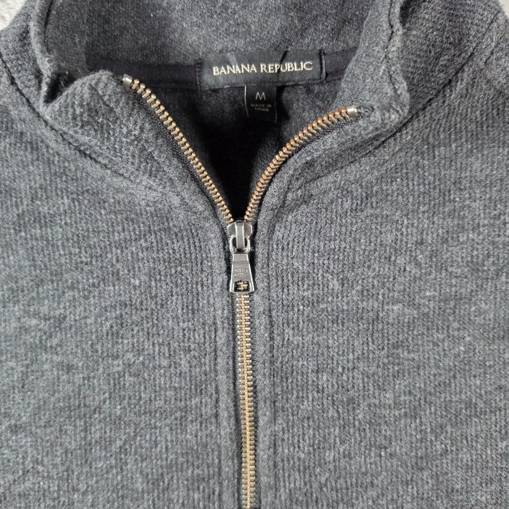 Banana‎ Republic Quarter Zip Sweater Mens Medium Gray Mock Neck Pullover Knit
